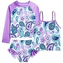 Funnycokid Girls Swimsuit Tankini Rash Guard Set Bathing Suits 3-10 Years