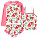Funnycokid Girls Swimsuit Tankini Rash Guard Set Bathing Suits 3-10 Years