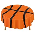 Funnymoom 1 Pack Round Basketball Tablecloth 84 Inch Plastic Basketball Party Decorations Disposable Table Cloth Washable Disposable Circle Table Cover for Birthday Party Supplies Decoration