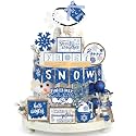 Funnymoom 22 Pcs Winter Tiered Tray Decor Blue Snowflake Table Decorations