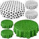 Funnymoom 6 Pack Round Soccer Tablecloth 84 Inch Plastic Soccer Grass Party Decorations Disposable Grass Table Cloth Washable Disposable Circle Table Cover for Birthday Party Supplies Decoration