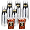 Funnymoom 60 Pack 60th Birthday Cups Decorations for Women, Men, 12oz, Gold