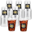 Funnymoom 60 Pack 80th Birthday Cups Decorations for Men, Women, 12oz, Gold