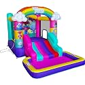 Funormous Trolls Inflatable Waterslide Bouncy Castle with Slide, Outdoor Indoor Bounce House with Ball Pit for Kids Ages 3-8, Plus Heavy Duty Air Blower