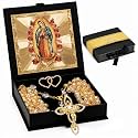 FUNPAR Lazo Para Boda Catolica, Crystal Wedding Lasso for Ceremony Catholic, Lazo De Bodas Para Los Novios, Wedding Crystal Rosary Gift(Gold)