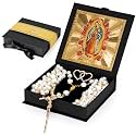 FUNPAR Lazo Para Boda, Pearl Wedding Lasso for Ceremony Catholic Gift, Rosario Lazos Para Boda Catolica, Lazo De Bodas Para Los Novios, Lasso for Wedding Ceremony, Wedding Pearl Rosary(Gold)