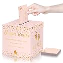 Funrous 51 Pcs Diaper Raffle Box with Tickets, Rose Gold