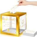 Funrous 51 Diaper Raffle Tickets with Box for Baby Shower Game Invitations Diaper Raffle Card for Gender Reveal Baby Shower Party Decoration Table Centerpiece(Clear, Gold)