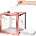 Funrous 51 Pcs Diaper Raffle Box with Tickets, Clear Rose Gold