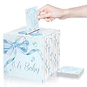 Funrous 51 Pcs Diaper Raffle Box with Tickets, Blue Color