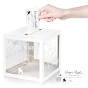 Funrous 51 Pcs Diaper Raffle Box with Tickets, Clear White