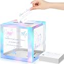 Funrous 51 Pcs Diaper Raffle Box with Tickets, Clear Laser Silver