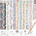 Funrous 60 Pieces Motivational Pencils Bulk Fun Boho Rainbow Inspirational Pencils with Sayings Welcome Back to School for Classroom 2nd 3rd Grade