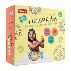 handycrafts funskool funtastic pots decorate with warli art dabbing amp decoupage techniques diy art amp craft set for kids multicolor learning amp engaging activity gift set for kids ages 6 years