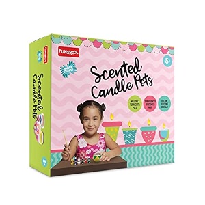 funskool handycrafts scented candle pots wax candle maker scents - french vanilla green apple lavender art and craft kit ages 5 years and above multicolour
