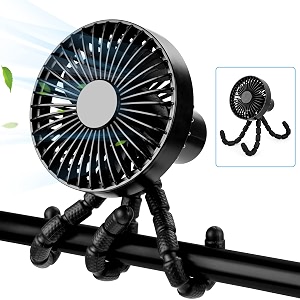 mini portable stroller fan clip on for baby usb rechargeable or battery operated 3 speed black small modern baby stroller fan