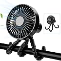 Mini Portable Stroller Fan, Clip On for Baby, USB Rechargeable or Battery Operated, 3 Speed, Black, Small, Modern, Baby Stroller Fan