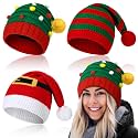 Funtery 3 Pcs Christmas Knitted Santa Hats for Adult