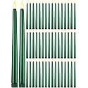Funtery 48 Pcs Flameless LED Taper Candles,Glitter Green,11",Classic Style