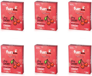 funtime dotted ribbed  contoured juicy cherry flavored condom  3n each condom set of 6 18 sheets