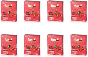 funtime dotted ribbed  contoured juicy cherry flavored condom  3n each condom set of 8 24 sheets