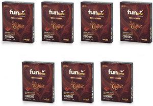 funtime dotted ribbed  contoured rich coffee flavored condom  3n each condom set of 7 21 sheets