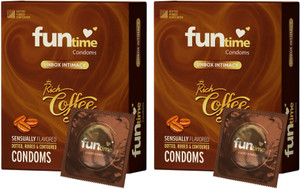 funtime rich coffee flavored ribbed dotted  lubricated condoms  extra pleasure condom