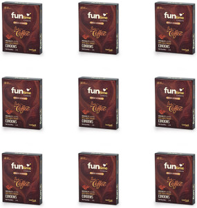funtime dotted ribbed  contoured rich coffee flavored condom  3n each condom set of 9 27 sheets