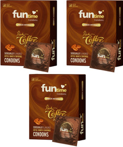 funtime rich coffee flavored ribbed dotted  lubricated condoms  extra pleasure condom
