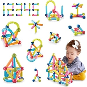 learning magnetic blocks set for boys and girls age 4-5 magnet toys for toddlers 1-3 educational building blocks with balls and rods kids gifts for 3 years 25pcs