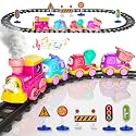 Funwee Electric Christmas Train Set with Magnetic Connection &amp; Smoke Effect