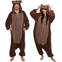 Funziez! Sherpa Bear Adult Onesie - Animal Halloween Costume - Plush Teddy One Piece Cosplay Suit for Adults, Women and Men