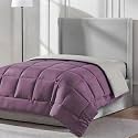 FURBO Microfiber Comforter Single Bed 220 GSM, Soft Lightweight Reversible Quilt, All Season AC Comforter, Pack of 1, Plum & Vanilla