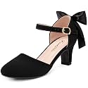 Furdeour Dress Shoes for Girls Heels Kids Princess Bow Pumps Flower Girl