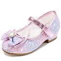 Furdeour Sparkly Girls Dress Shoes Princess Mary Jane Toddler to Big Kids
