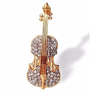 fure guitar rhinestone brooch