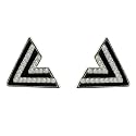 FURE Rhodium Metal Triangular Black Enamel Collar Pins with Rhinestones for Men and Women