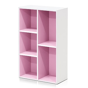 furinno 11069 5-cube reversible open shelf whitepink