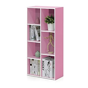 furinno luder book shelf 7-cube bookshelf bookcase with open shelves 94 x 195 x 417 easy assembly for living room bedroom home office whitepink