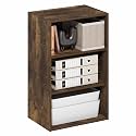 Furinno Basic Book Shelf, 3-Tier Bookshelf, Storage Organizer Bookcase with Open Shelf, 11 x 17 x 26, for Living Room, Bedroom, Home Office, Amber Pine