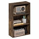 Furinno Basic Book Shelf, 3-Tier Bookshelf, Cube Storage Organizer Bookcase with Open Shelf, 7 x 17 x 26, for Living Room, Bedroom, Home Office, Amber Pine