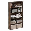 Furinno Basic Book Shelf, 5-Tier Bookshelf, Storage Organizer Bookcase with Open Shelf, 7 x 24 x 44, for Living Room, Bedroom, Home Office, Amber Pine