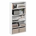 Furinno Basic Book Shelf, 5-Tier Bookshelf, Storage Organizer Bookcase with Open Shelf, 7 x 24 x 44, for Living Room, Bedroom, Home Office, White
