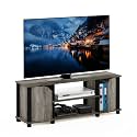 Furinno Brahms TV Stand Entertainment Center with Shelves and Storage for TV Size up to 45 Inch, French Oak/Black