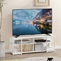 Furinno CAMNUS TV Stand, 3-Tier Metal Frame Entertainment Center for TV up to 65 Inch, TV Console with Adjustable Shelf, for Living Room, Bedroom, Home Office, White