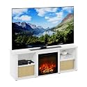 Furinno Classic 3-Tier Fireplace TV Stand for TV up to 60 Inch, Solid White