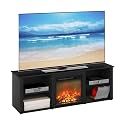 Furinno Classic 3-Tier Fireplace TV Stand for TV up to 70 Inch, Americano