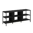 Furinno Classic Modern Living TV Stand, Metal Frame Entertainment Center with Open Shelves, TV Console for TVs up to 60 Inch, for Living Room, Bedroom, Americano