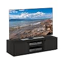 Furinno CLASSIC TV Stand, Petite 2-Tier Entertainment Center with Open Shelf and Door Cabinets, TV Console for TV up to 55 Inch, for Living Room, Bedroom, Espresso
