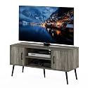 Furinno Claude Mid Century Style Wood Legs TV Stand for TV Size up to 50 inch with Two Cabinets, French Oak